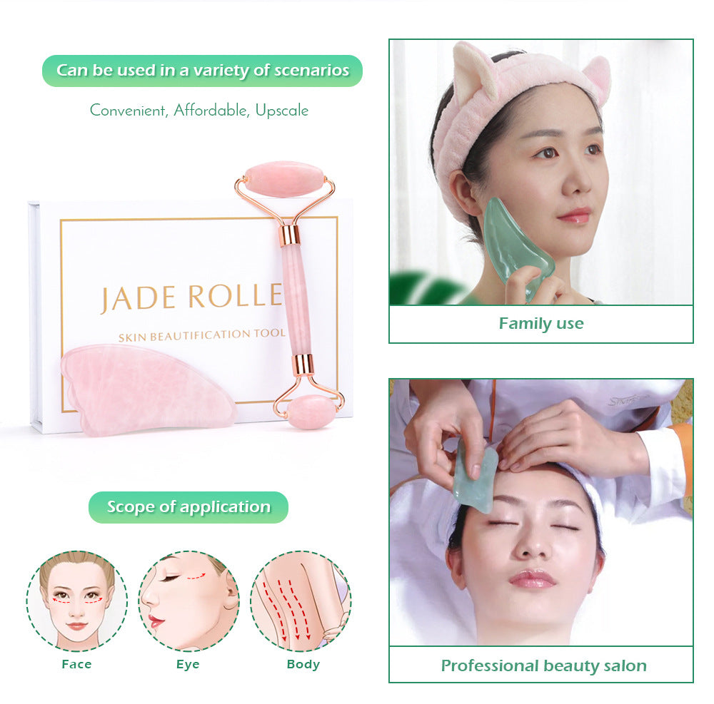 Natural Jade Roller Set – Gezichtsmassage & Gua Sha
