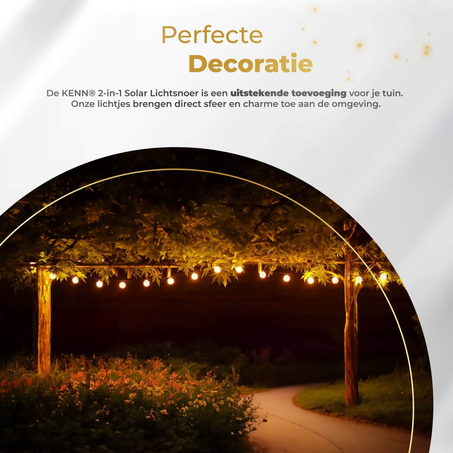 KENN® Marrakech Lichtsnoer – 8 Meter – Goud – Solar & USB