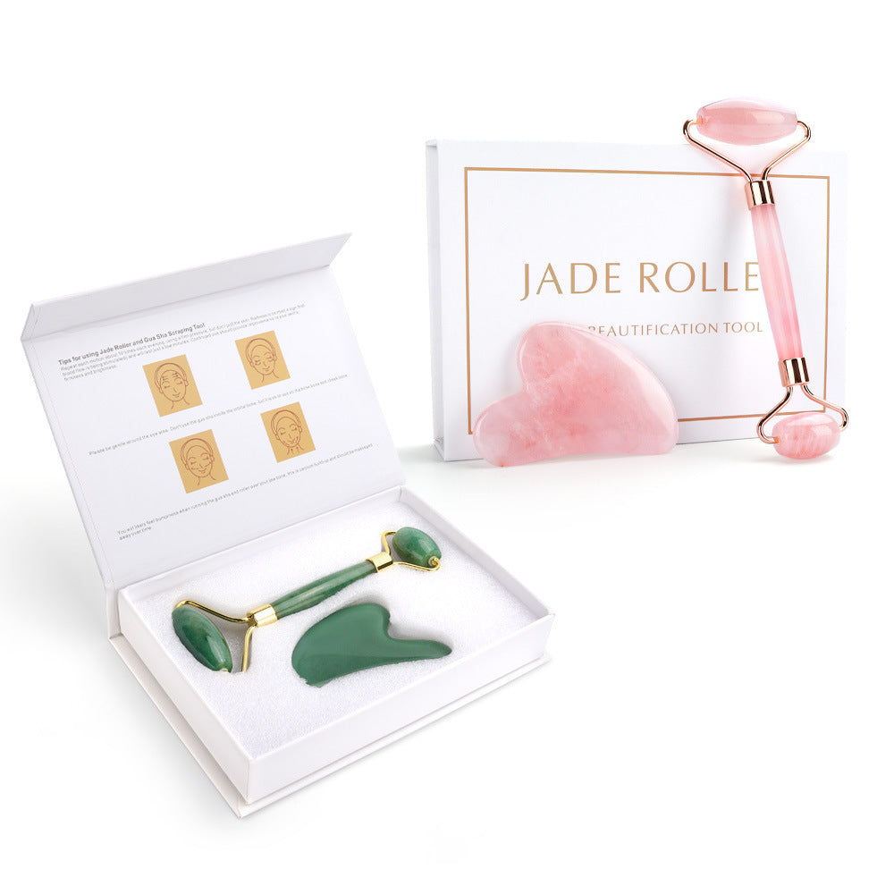 Natural Jade Roller Set – Gezichtsmassage & Gua Sha