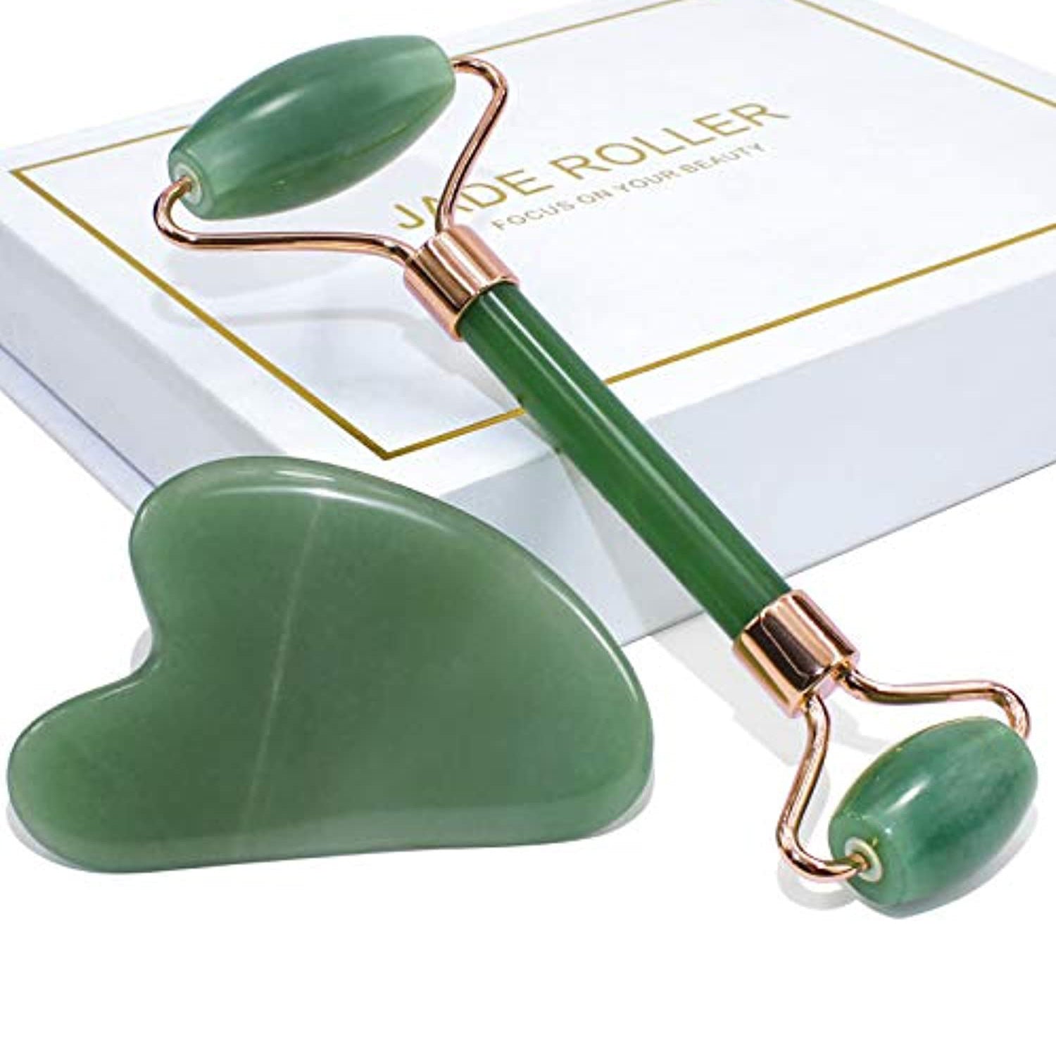 Natural Jade Roller Set – Gezichtsmassage & Gua Sha