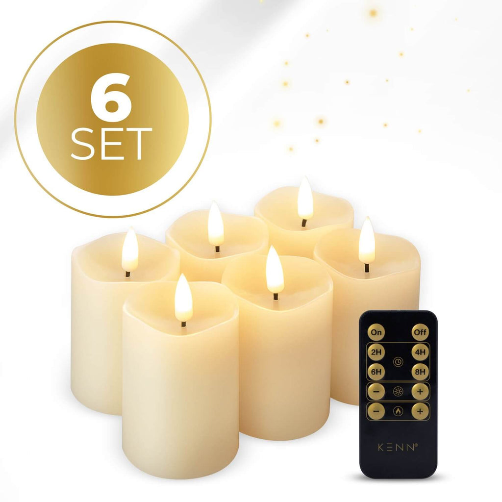 KENN® LED Stompkaarsen – Set van 6 – Ivoor